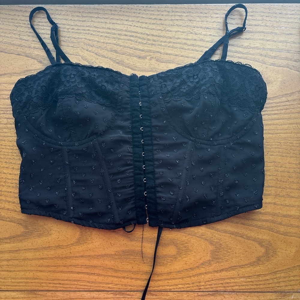 Black Lace Bustier Top
